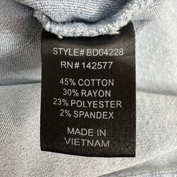 Blashe Denim Tank Dress Junior Large Light Wash Blue Stretch Sheath Sleeveless - Picture 7 of 8